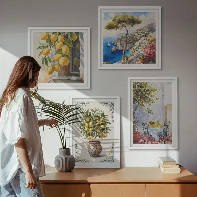 Citroenbomen in de zon set van posters met lijst
