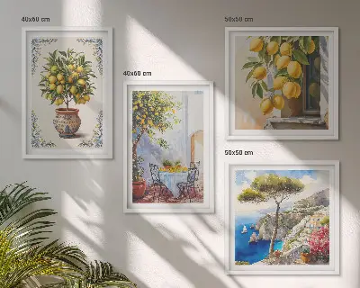 Citroenbomen in de zon set van posters met lijst