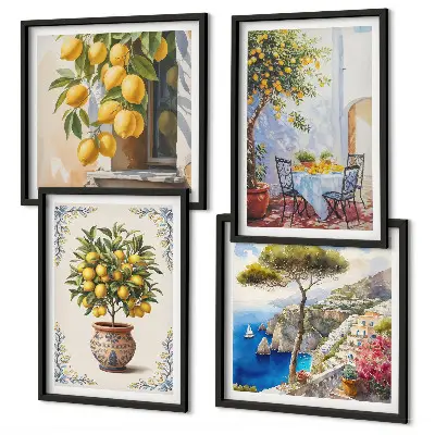 Citroenbomen in de zon set van posters met lijst