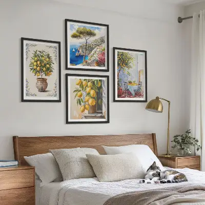 Citroenbomen in de zon set van posters met lijst