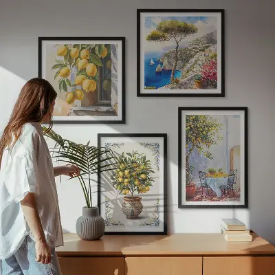 Citroenbomen in de zon set van posters met lijst