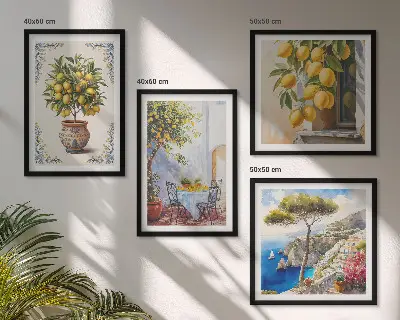 Citroenbomen in de zon set van posters met lijst