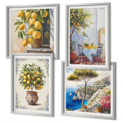Citroenbomen in de zon set van posters met lijst