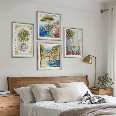 Set van posters met lijst Uitzicht op een zee van citroenbomen