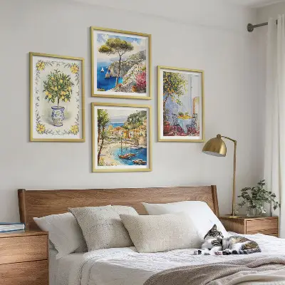 Set van posters met lijst Uitzicht op een zee van citroenbomen