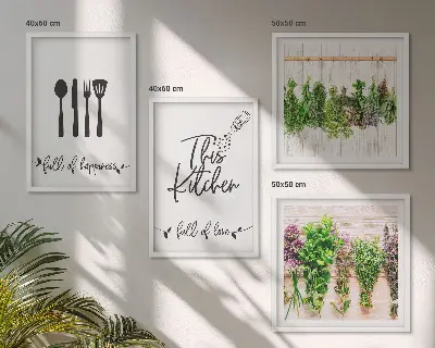 Set van posters met lijst keukenkruiden met planten inscripties