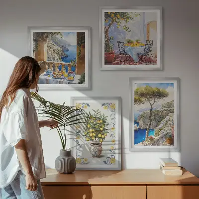 Schilderij van zeecitroenbomen meerluik in lijst