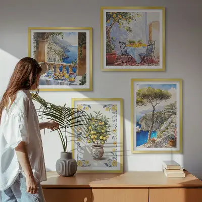 Schilderij van zeecitroenbomen meerluik in lijst