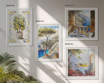 Schilderij van zeecitroenbomen meerluik in lijst