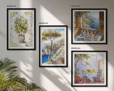 Schilderij van zeecitroenbomen meerluik in lijst
