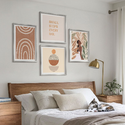 Set van posters met lijst Stijlvolle plantpatronen en geometrische vormen