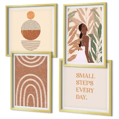 Set van posters met lijst met stijlvolle plantpatronen en geometrische vormen