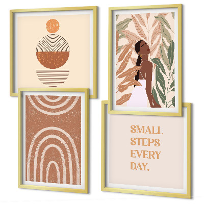 Set van posters met lijst Stijlvolle plantpatronen en geometrische vormen