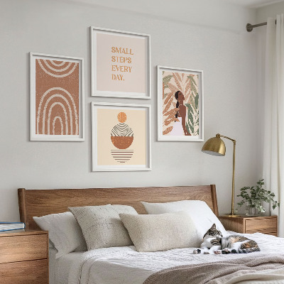 Set van posters met lijst Stijlvolle plantpatronen en geometrische vormen