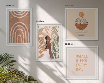 Set van posters met lijst Stijlvolle plantpatronen en geometrische vormen
