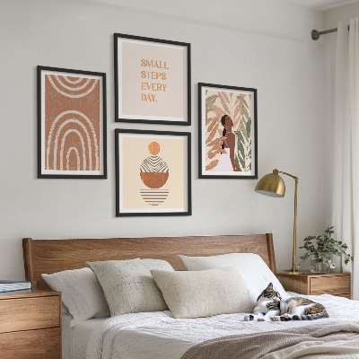 Set van posters met lijst Stijlvolle plantpatronen en geometrische vormen