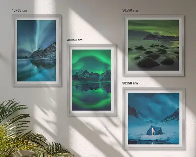 Winterlandschap met noorderlicht meerluik in lijst