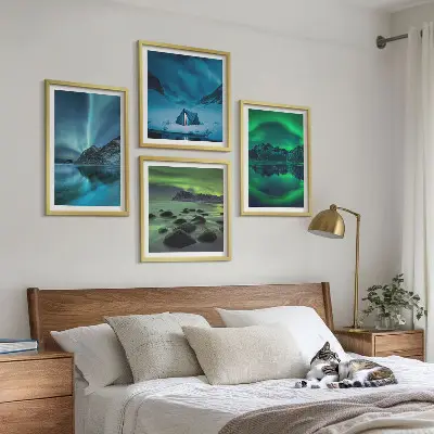 Winterlandschap met noorderlicht meerluik in lijst