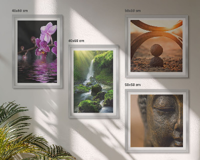 Set van posters met lijst Bloemen in het water van de Boeddha-waterval