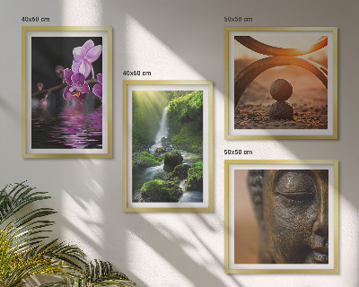 Set van posters met lijst Bloemen in het water van de Boeddha-waterval
