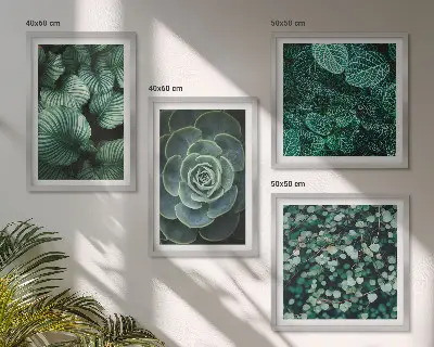Set posters met lijst Groene sappige bladeren set posters met lijst
