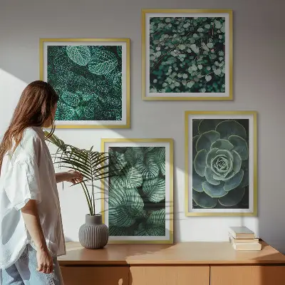 Set posters met lijst Groene sappige bladeren set posters met lijst