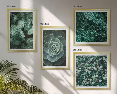 Set posters met lijst Groene sappige bladeren set posters met lijst
