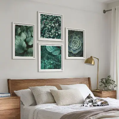 Set posters met lijst Groene sappige bladeren set posters met lijst