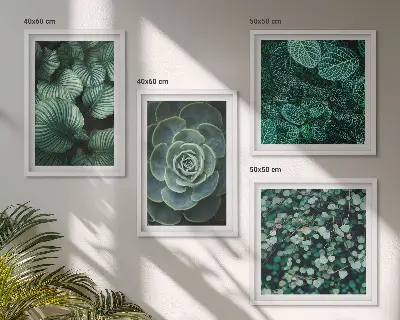Set posters met lijst Groene sappige bladeren set posters met lijst