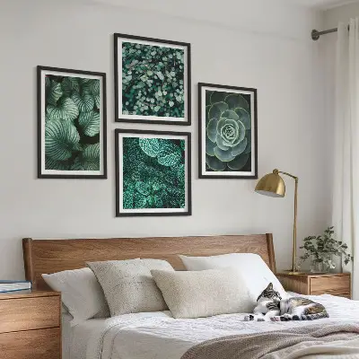 Set posters met lijst Groene sappige bladeren set posters met lijst