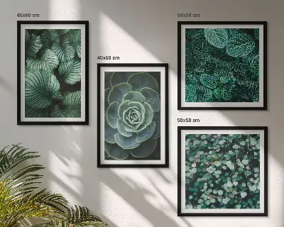 Set posters met lijst Groene sappige bladeren set posters met lijst