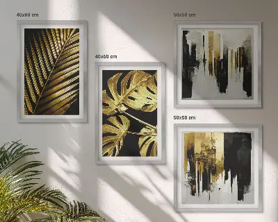 Abstracte Monstera-palmbladeren meerluik in lijst