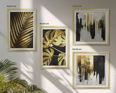 Abstracte Monstera-palmbladeren meerluik in lijst