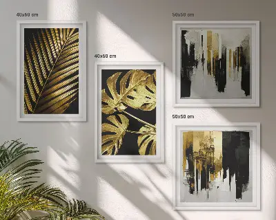 Abstracte Monstera-palmbladeren meerluik in lijst