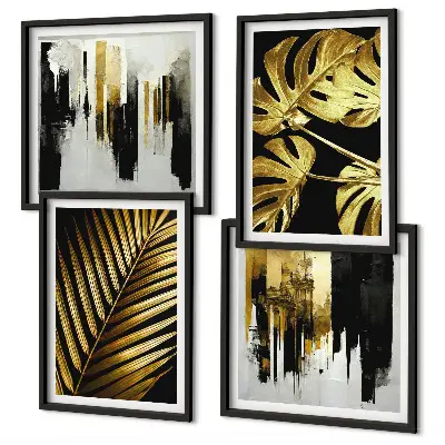 Abstracte Monstera-palmbladeren meerluik in lijst