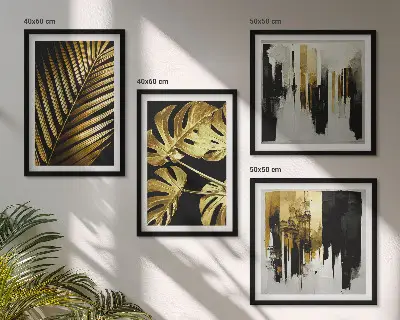 Abstracte Monstera-palmbladeren meerluik in lijst