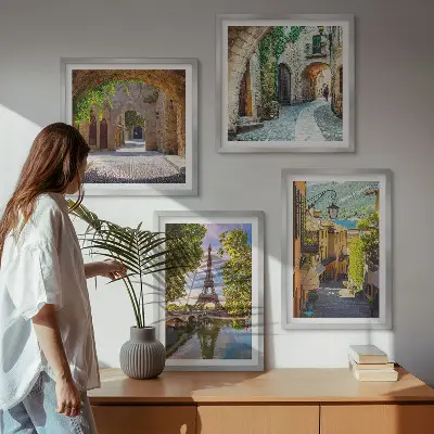 De stratenarchitectuur van Eiffel set van posters met lijst