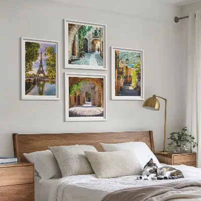 De stratenarchitectuur van Eiffel set van posters met lijst