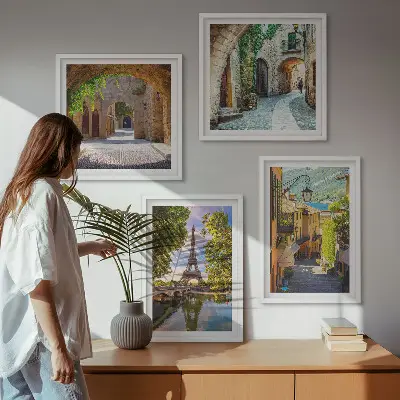 De stratenarchitectuur van Eiffel set van posters met lijst