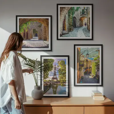De stratenarchitectuur van Eiffel set van posters met lijst