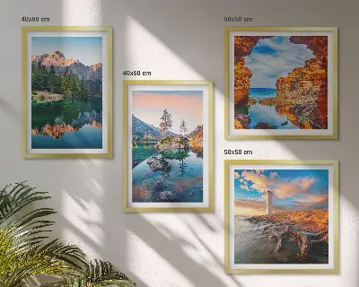 Bergmeren die de rotsen weerspiegelen meerluik in lijst
