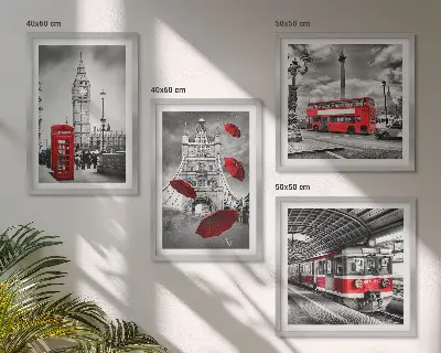 Set posters met lijst met rode accenten van Londen