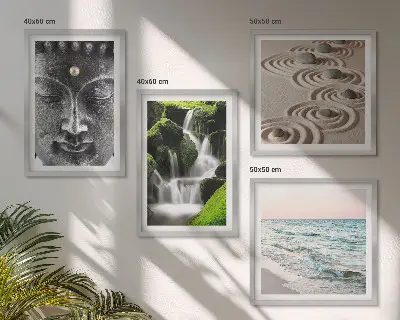 Boeddha wanddecoratie meerluik in lijst met rustig natuurthema