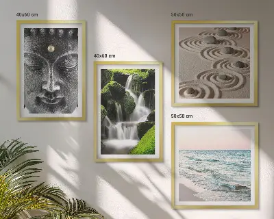 Boeddha wanddecoratie meerluik in lijst met rustig natuurthema