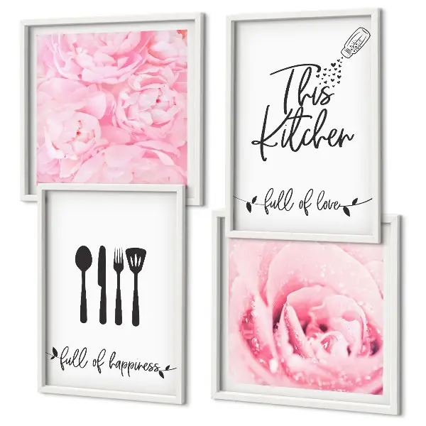 Set van posters met lijst delicate rozenbloemen voor in de keuken