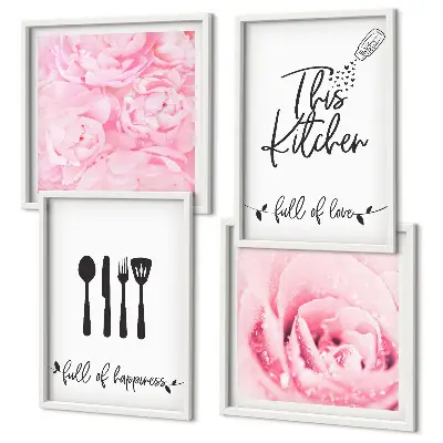Set van posters met lijst delicate rozenbloemen voor in de keuken