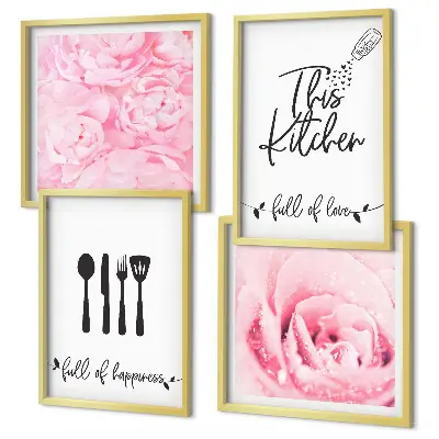Set van posters met lijst delicate rozenbloemen voor in de keuken