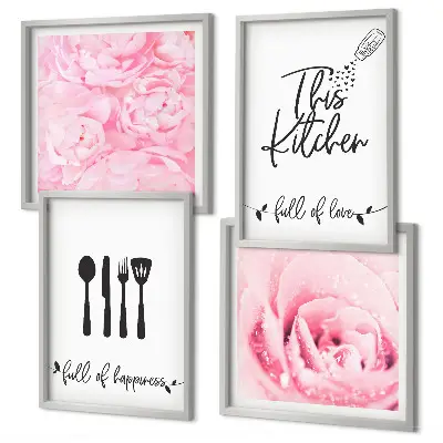 Set van posters met lijst delicate rozenbloemen voor in de keuken