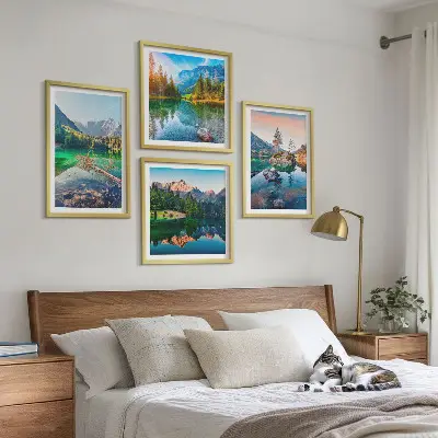 Bergmeren natuurlandschap meerluik in lijst