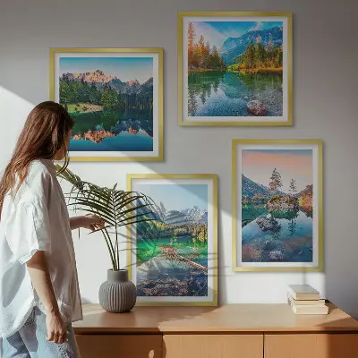 Bergmeren natuurlandschap meerluik in lijst